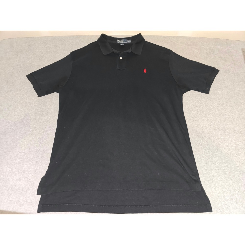 Polo Ralph Lauren Mens XL Black Short Sleeve Cotton Polo Shirt‎ Red Pony Logo